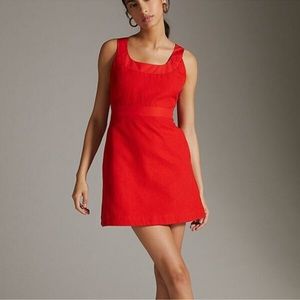 Anthropologie Red Maeve Sleeveless Scoop Neck Mini Dress